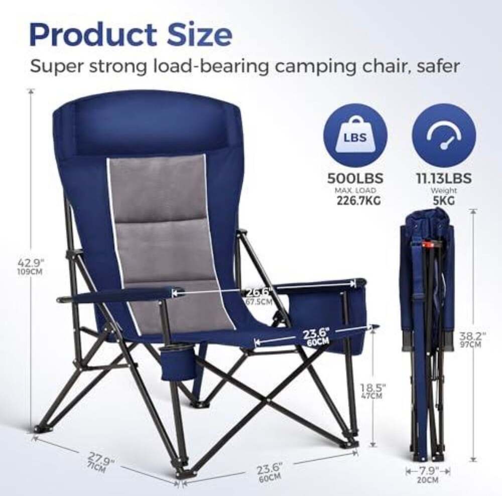 ALPHA CAMP Heavy Duty High Back Camping Chair E01CC-220